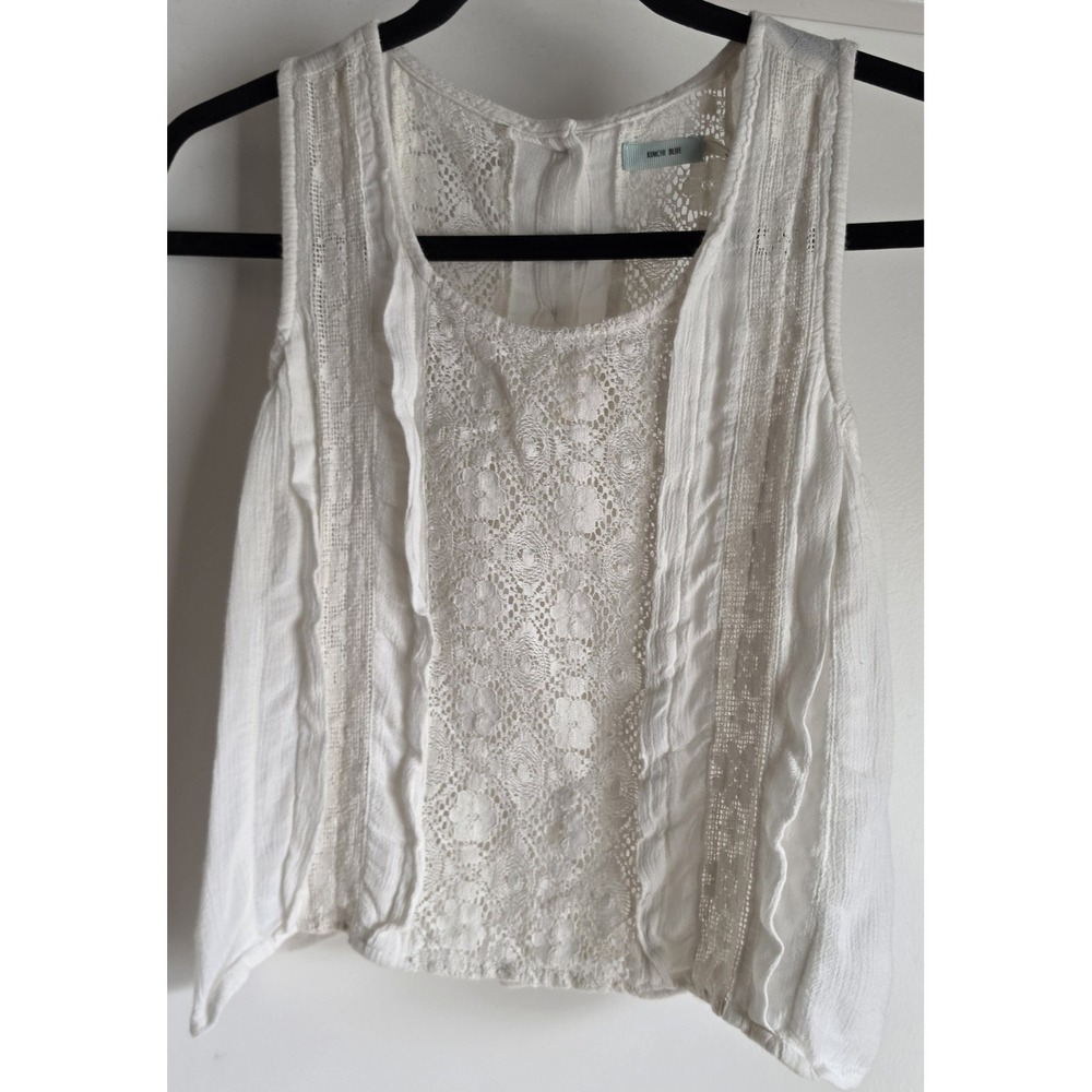 Kimchi Blue Tank Top S White Lace Sleeveless Boho Cami Blouse Shirt Tunic